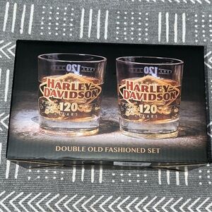 Harley-Davidson 120th Anniversary Double Old Fashioned Glass Set New in Box